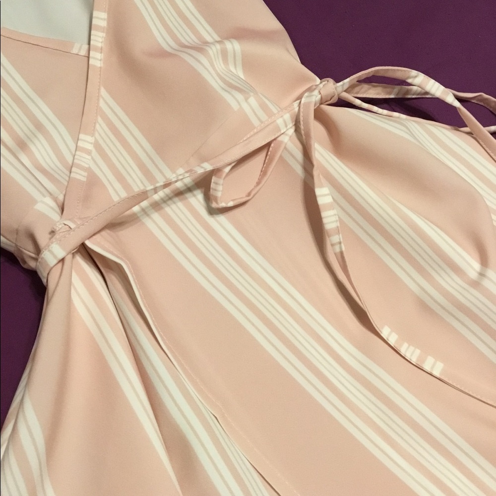 pink stripe wrap dress NWOT